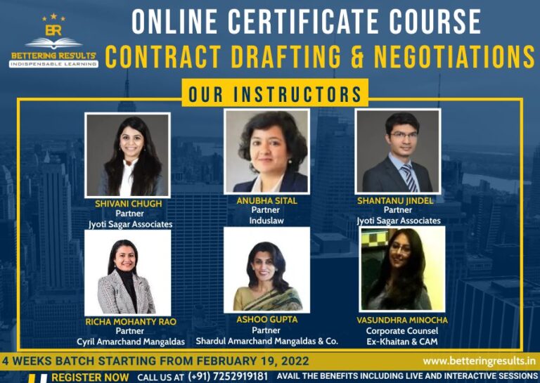 4 WEEKS CERTIFICATE COURSE ON “CONTRACT DRAFTING AND NEGOTIATION ...